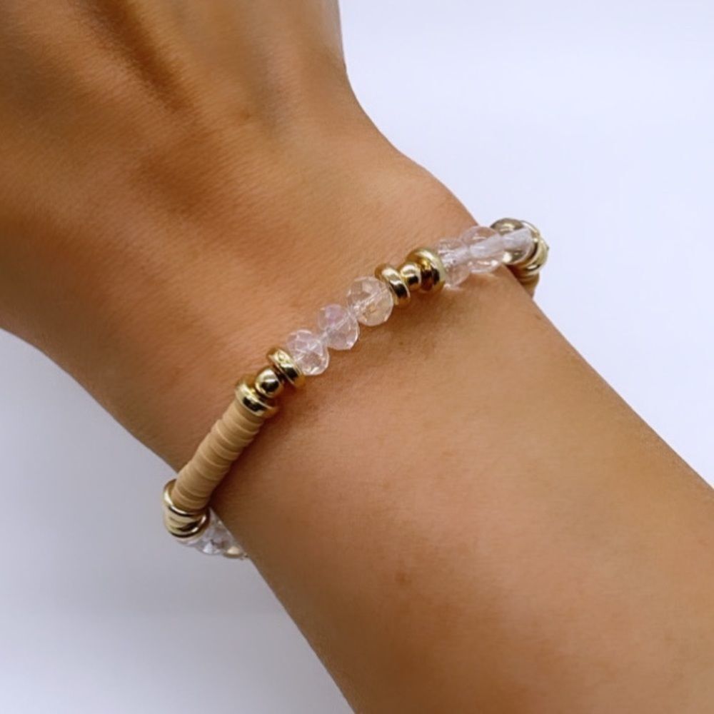 NWT Wool + Pepper Co. Tan Beaded Bracelet
